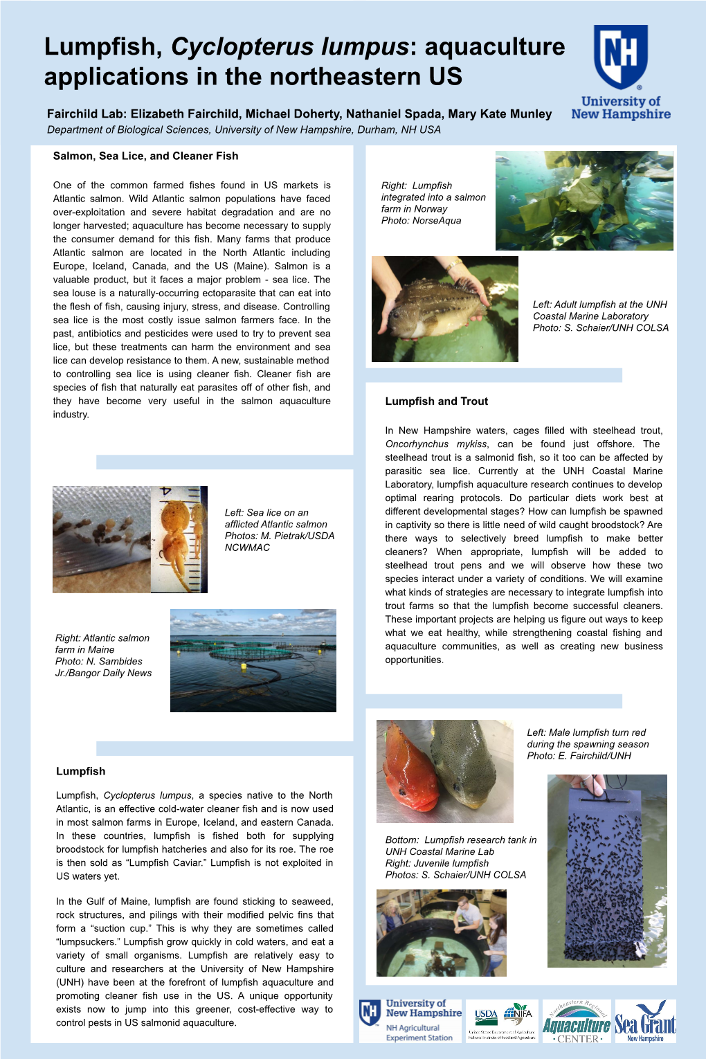 Lumpfish, Cyclopterus Lumpus: Aquaculture Applications in the Northeastern US