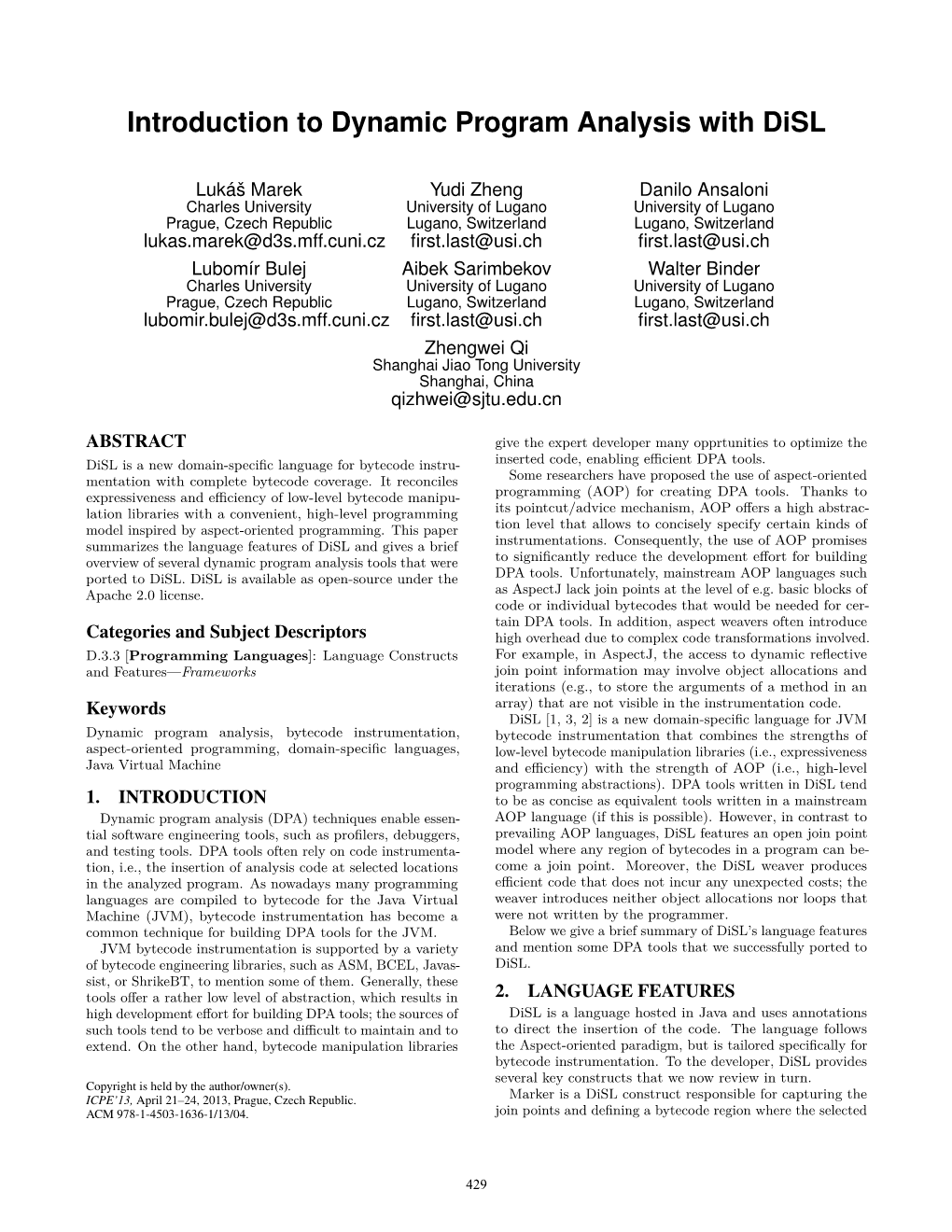 Introduction to Dynamic Program Analysis with Disl