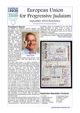 European Union for Progressive Judaism September 2016 Newsletter