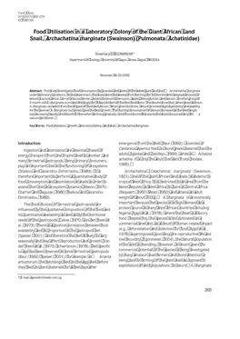 Food Utilisation in a Laboratory Colony of the Giant