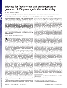 Evidence for Food Storage and Predomestication Granaries 11,000 Years Ago in the Jordan Valley