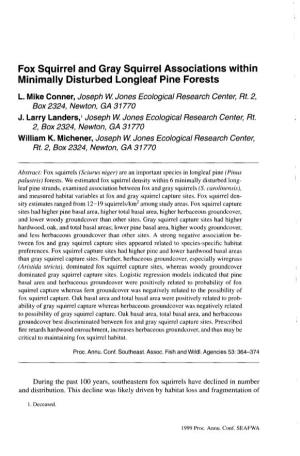 Fox Squirrel and Gray Squirrel Associations Within Minimally Disturbed Longleaf Pine Forests