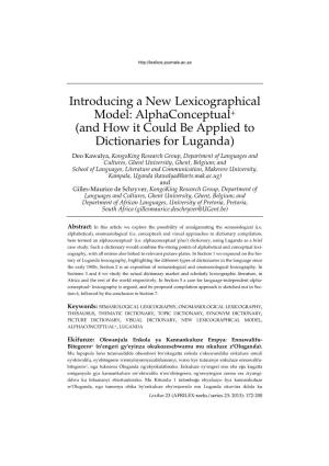 Introducing a New Lexicographical Model: Alphaconceptual+