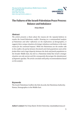 The Failures of the Israeli-Palestinian Peace Process: Balance and Imbalance