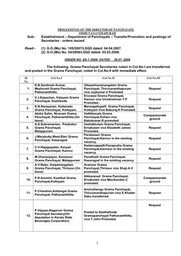 Transfer/Promotion and Postings of Secretaries - Orders Issued