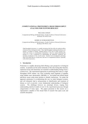 Computational Proteomics: High-Throughput Analysis for Systems Biology
