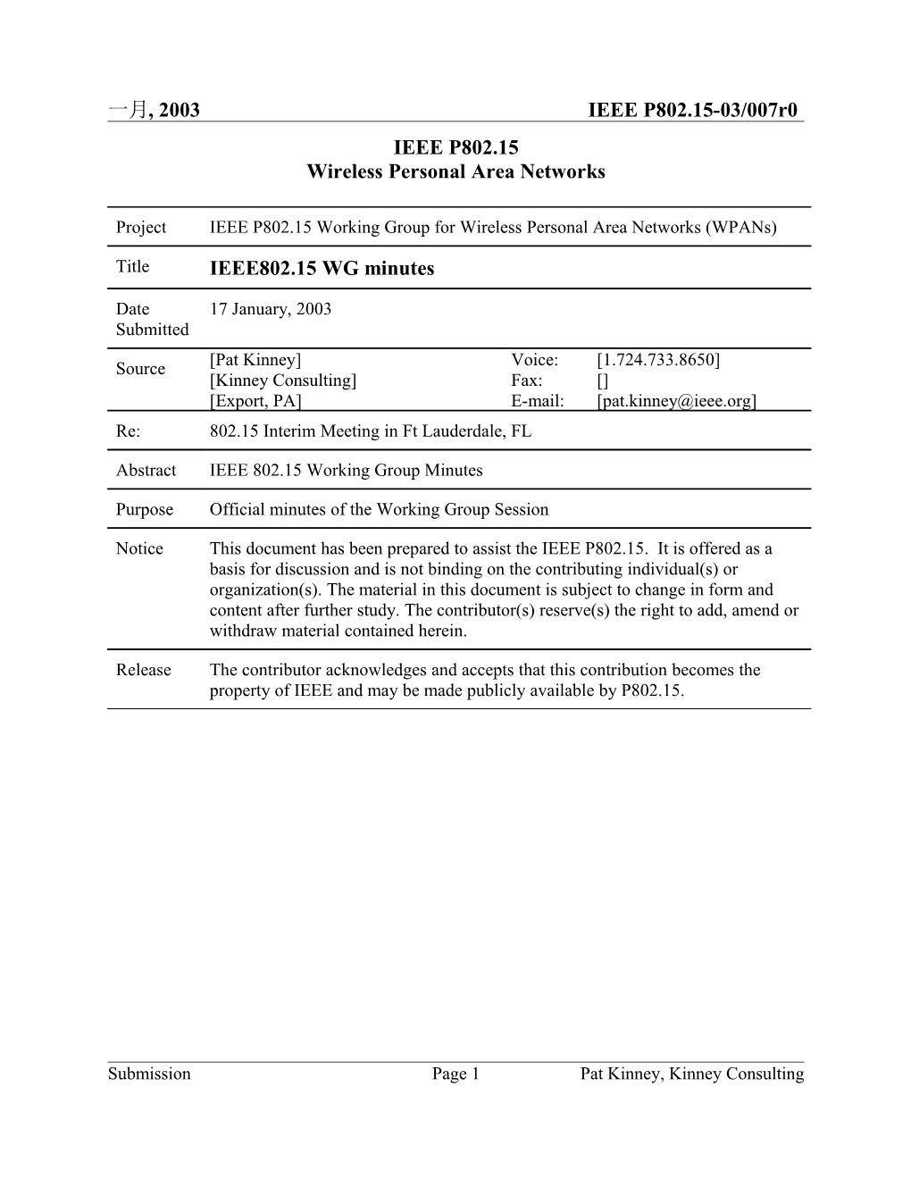 Wireless Personal Area Networks s1