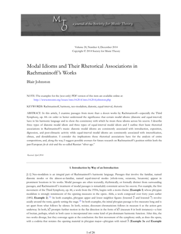 MTO 20.4: Johnston, Modal Idioms and Their Rhetorical Associations