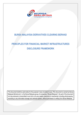Bursa Malaysia Derivatives Clearing Berhad Principles for Financial