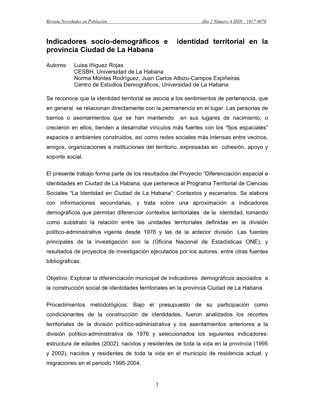 Ptcs “La Identidad En Ciudad De La Habana”