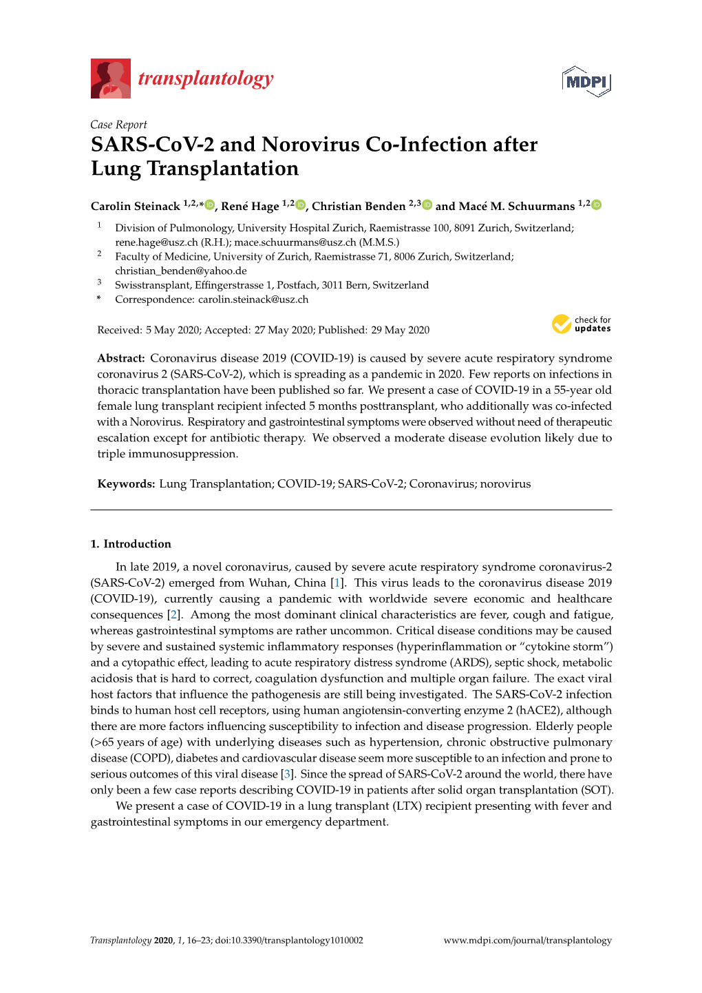 SARS-Cov-2 and Norovirus Co-Infection After Lung Transplantation