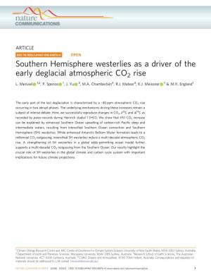 Southern Hemisphere Westerlies As a Driver of the Early Deglacial Atmospheric CO2 Rise