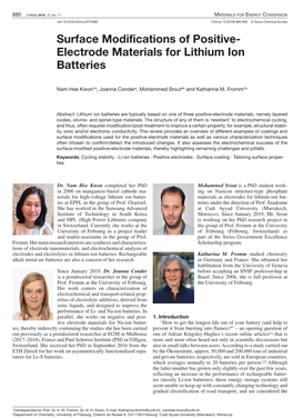 Surface Modifications of Positive-Electrode Materials for Lithium Ion Batteries