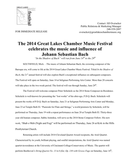 The 2014 Great Lakes Festival Celebrates the Music and Influence