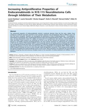 Increasing Antiproliferative Properties of Endocannabinoids in N1E-115 Neuroblastoma Cells Through Inhibition of Their Metabolism