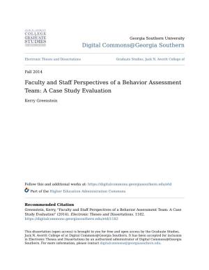 Faculty and Staff Perspectives of a Behavior Assessment Team: a Case Study Evaluation