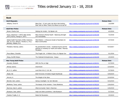 Titles Ordered January 11 - 18, 2018