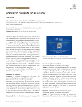 Anatomy in Relation to Left Colectomy