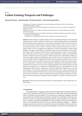 Carbon Farming: Prospects and Challenges