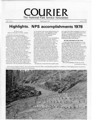 Highlights. NPS Accomplishments 1978