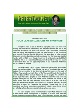 Four Classifications of Prophets