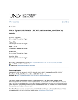 UNLV Symphonic Winds, UNLV Flute Ensemble, and Sin City Winds