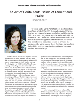 The Art of Corita Kent: Psalms of Lament and Praise Rachel Coker