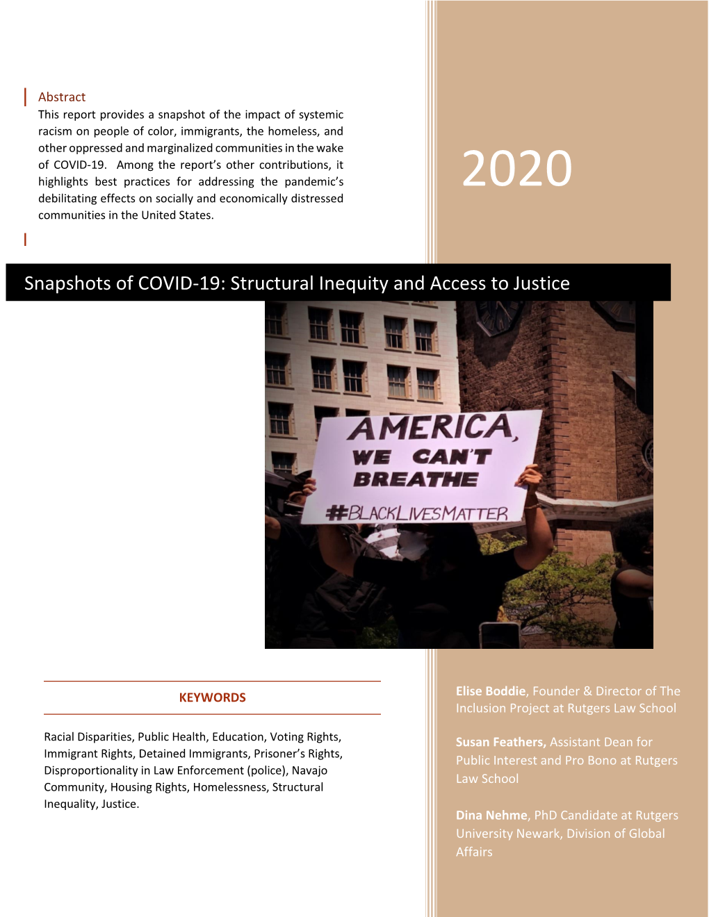 Snapshots of COVID-19: Structural Inequity and Access to Justice