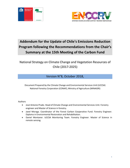 Addendum for the Update of Chile's Emissions Reduction Program Following the Recommendations from the Chair's Summary at the 1