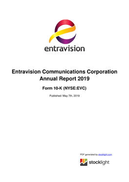 Entravision Communications Corporation Annual Report 2019