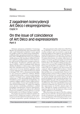 Z Zagadnień Koincydencji Art Déco I Ekspresjonizmu on the Issue of Coincidence of Art Déco and Expressionism