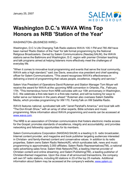 Washington DC's WAVA Wins Top Honors As