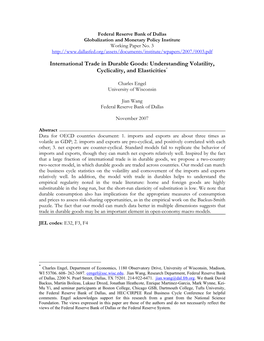 International Trade in Durable Goods: Understanding Volatility, Cyclicality, and Elasticities*