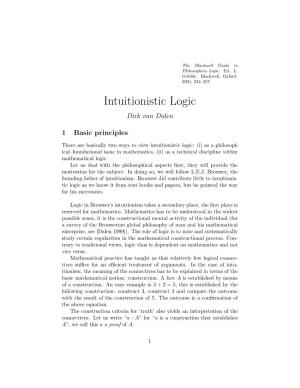 Intuitionistic Logic Dirk Van Dalen