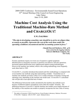Machine Cost Analysis Using the Traditional Machine-Rate Method and CHARGEOUT!