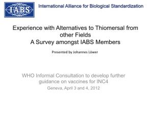 Experience with Alternatives to Thiomersal from Other Fields a Survey Amongst IABS Members