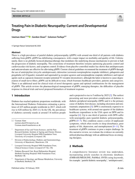 Treating Pain in Diabetic Neuropathy: Current and Developmental Drugs