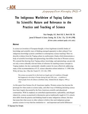 The Indigenous Worldview of Yupiaq Culture: Its Scientific Nature and Relevance to the Practice and Teaching of Science