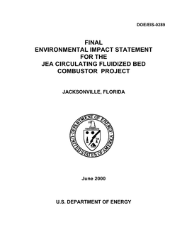 Final Environmental Impact Statement for the Jea Circulating Fluidized Bed Combustor Project