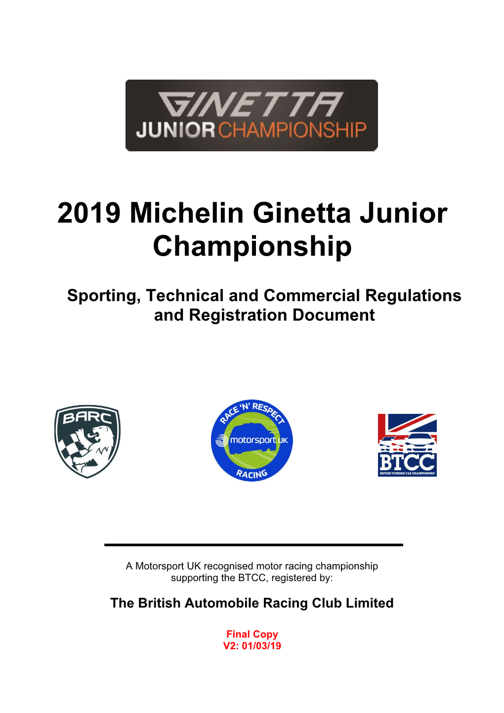 Ginetta Junior Regulations