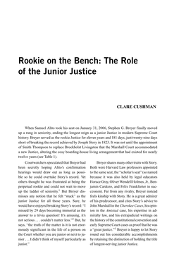 Rookie on the Bench: the Role of the Junior Justice