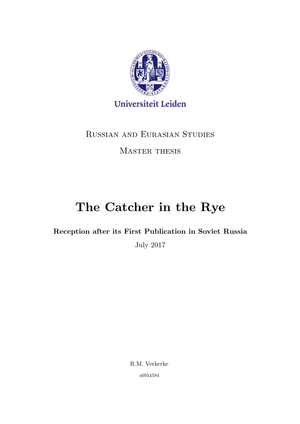 2 the Catcher in the Rye 13 2.1 Publication in the United States