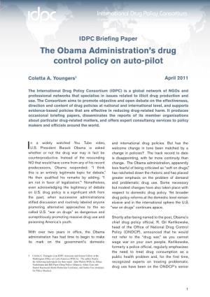 The Obama Administration's Drug Control Policy on Auto-Pilot