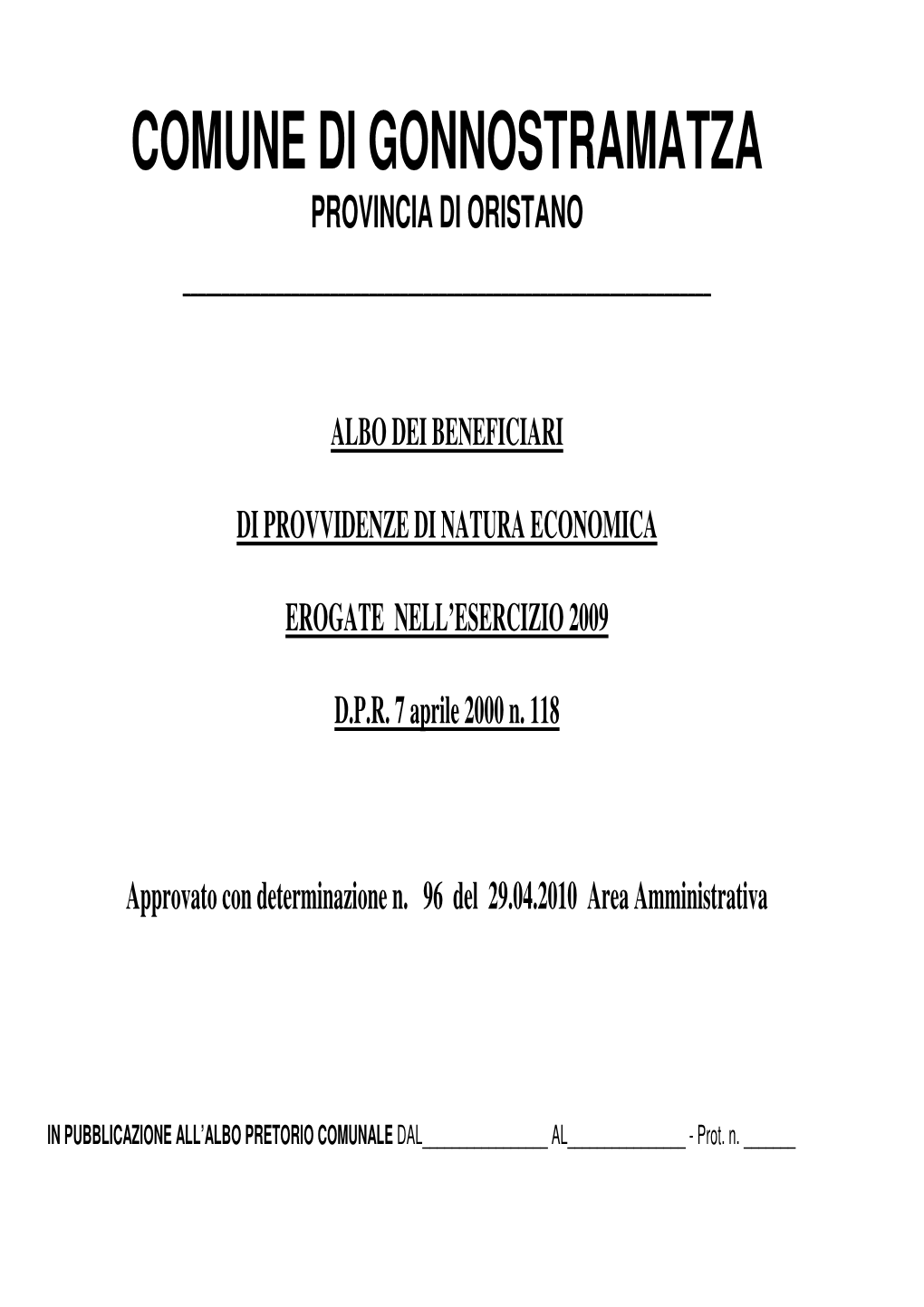 Comune Di Gonnostramatza Provincia Di Oristano