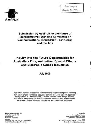 Submission by Ausfilm to the House of Representatives Standing Committee on Communications, Information Technology and the Arts