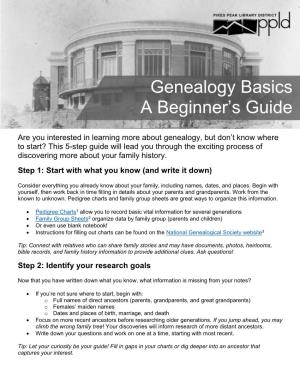 Genealogy Basics a Beginner's Guide