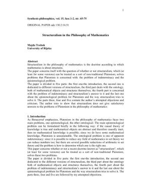 Structuralism in the Philosophy of Mathematics