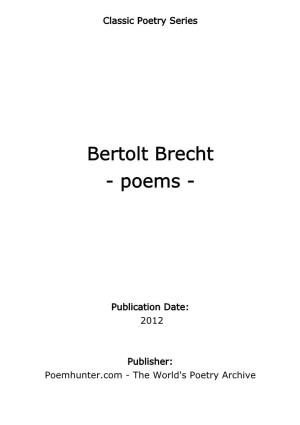 Bertolt Brecht - Poems