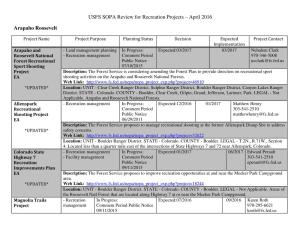 USFS SOPA Review for Recreation Projects – April 2016