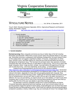 Viticulture Notes December 2011